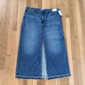 Wrangler Denim Maxi Skirt Ankle Length Size 18 Distressed Whiskered New W/ Tags